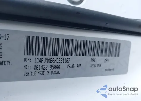 2017 Jeep Cherokee Sport 4X4 z USA, uszkodzony, nr VIN 1C4PJMAB0HD221167